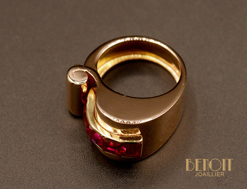 Bague Tank Or Rose et verneuils