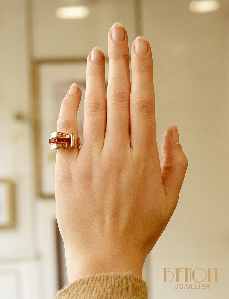 Bague Tank Or Rose et verneuils