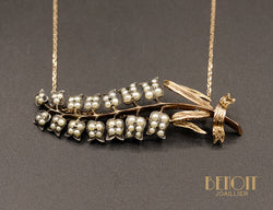 Pendentif Branche de Muguet Or Rose