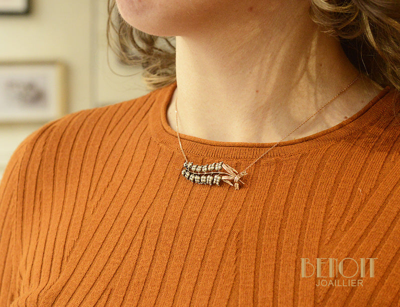 Pendentif Branche de Muguet Or Rose