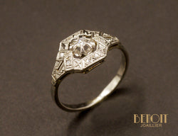 Bague Art Déco Diamants et Platine