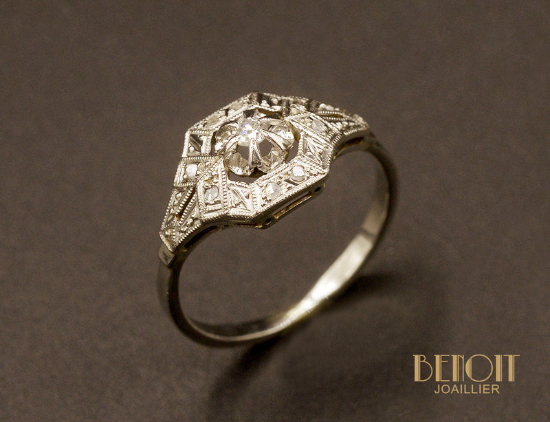 Bague Art Déco Diamants et Platine