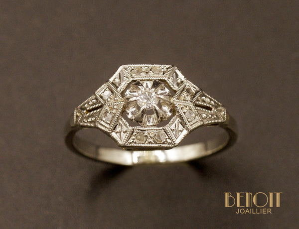 Bague Art Déco Diamants et Platine
