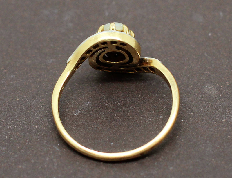 Bague Tourbillon Perle Diamants