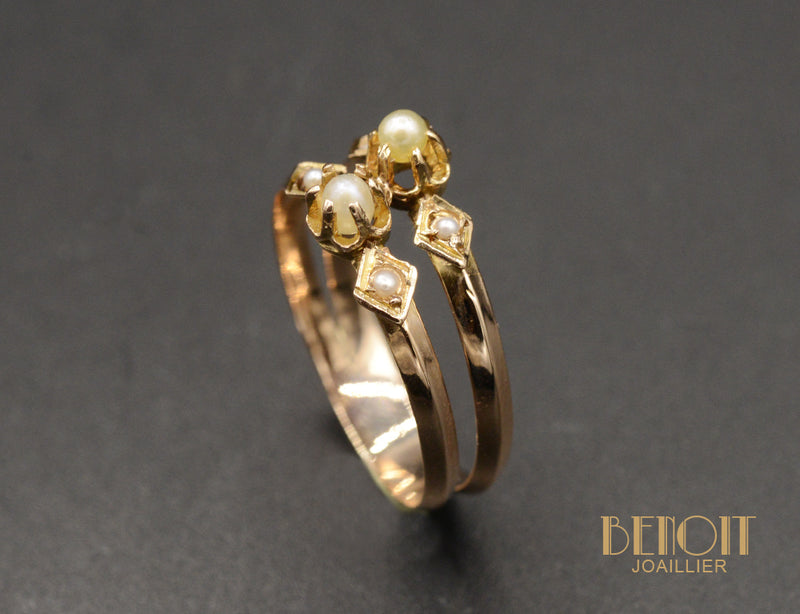 Bague double perle