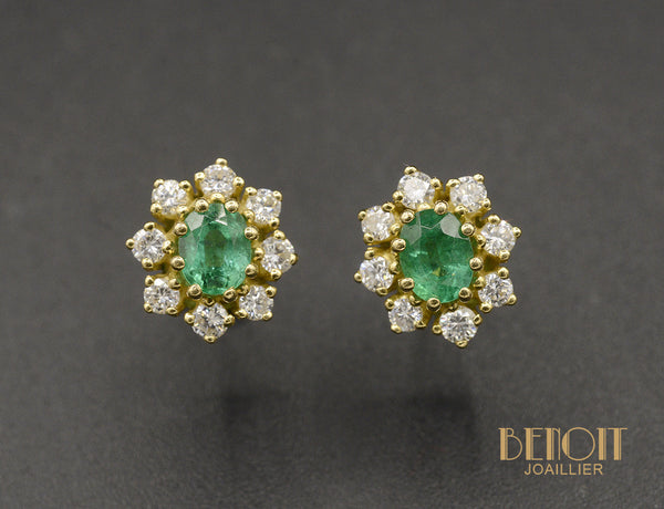 Boucles d'Oreilles Marguerite Émeraude