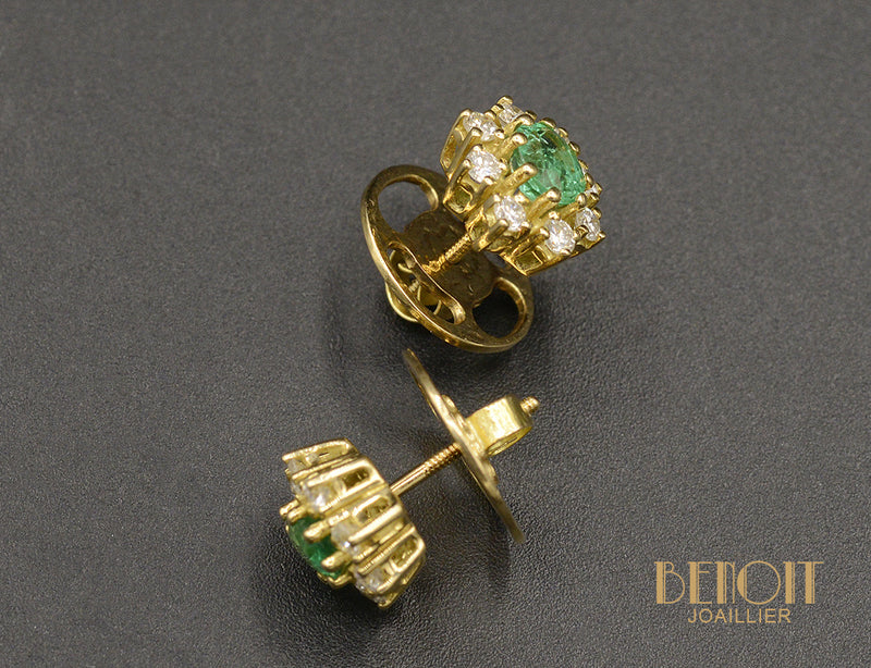 Boucles d'Oreilles Marguerite Émeraude