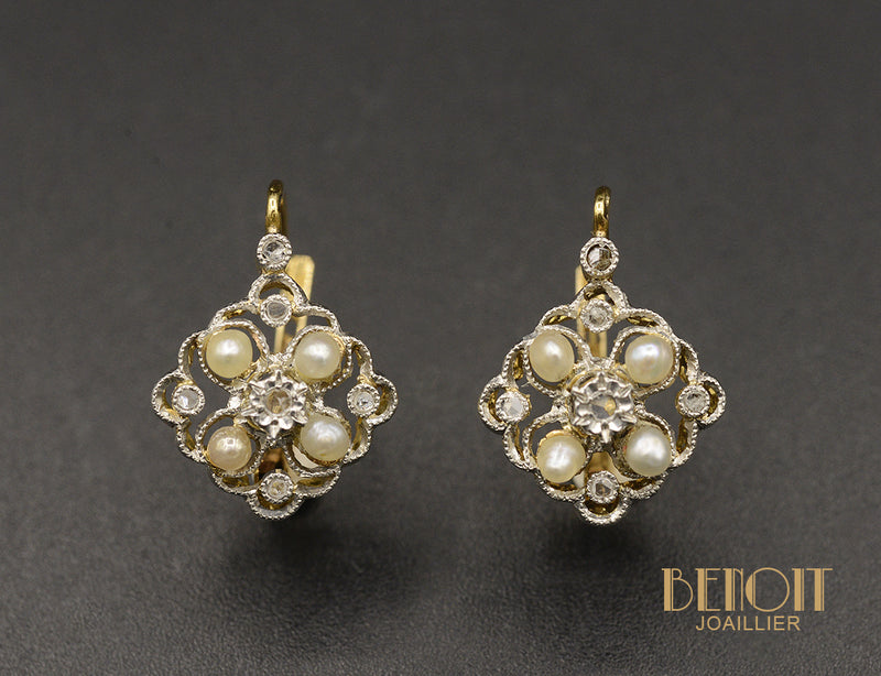 Dormeuses Perles Fines et Diamants