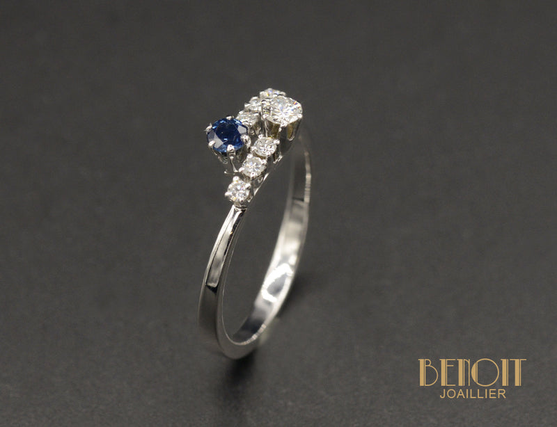 Bague Toi et Moi Saphir et Diamant