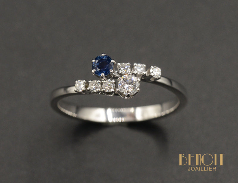 Bague Toi et Moi Saphir et Diamant