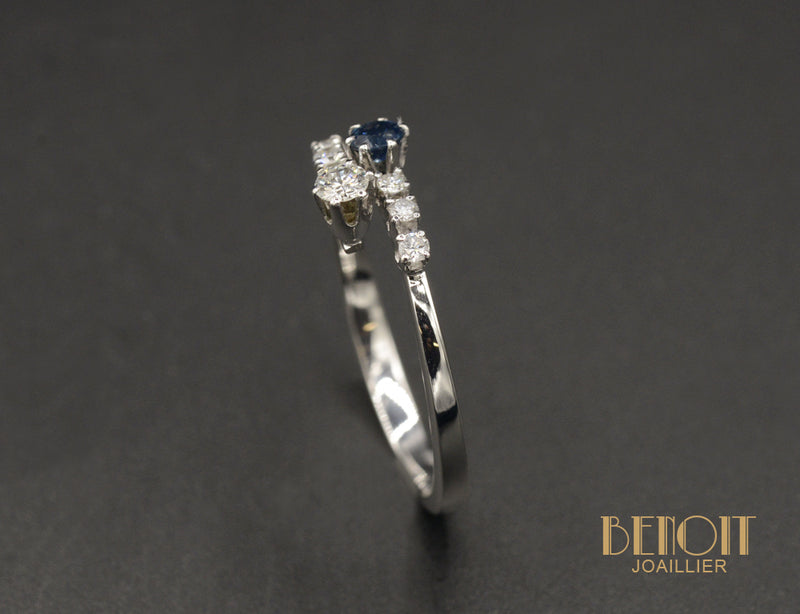 Bague Toi et Moi Saphir et Diamant