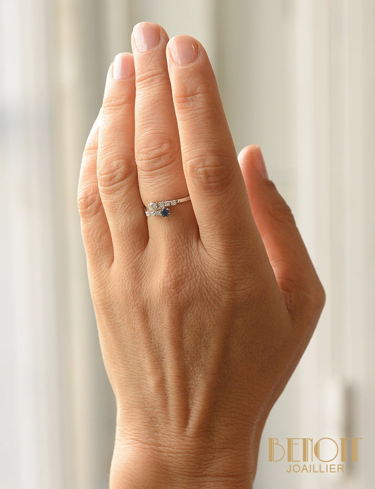 Bague Toi et Moi Saphir et Diamant
