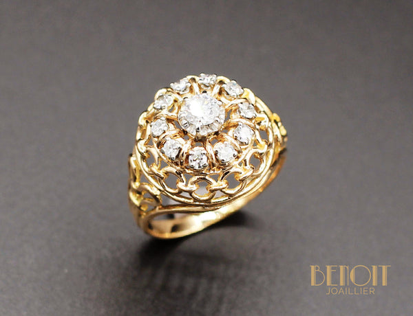 Bague Dôme Or Jaune Diamants