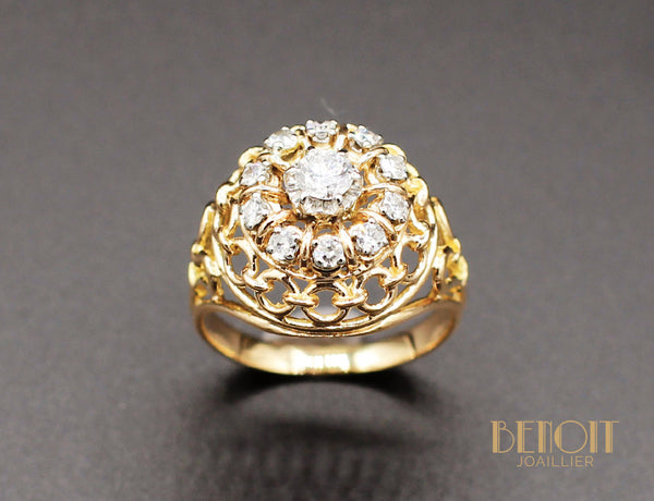 Bague Dôme Or Jaune Diamants