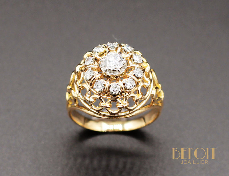 Bague Dôme Or Jaune Diamants