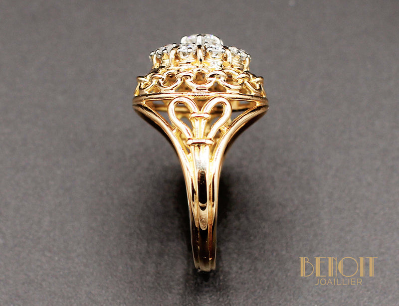 Bague Dôme Or Jaune Diamants