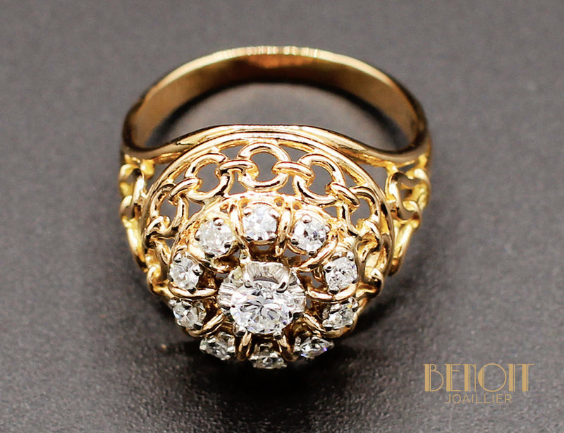 Bague Dôme Or Jaune Diamants