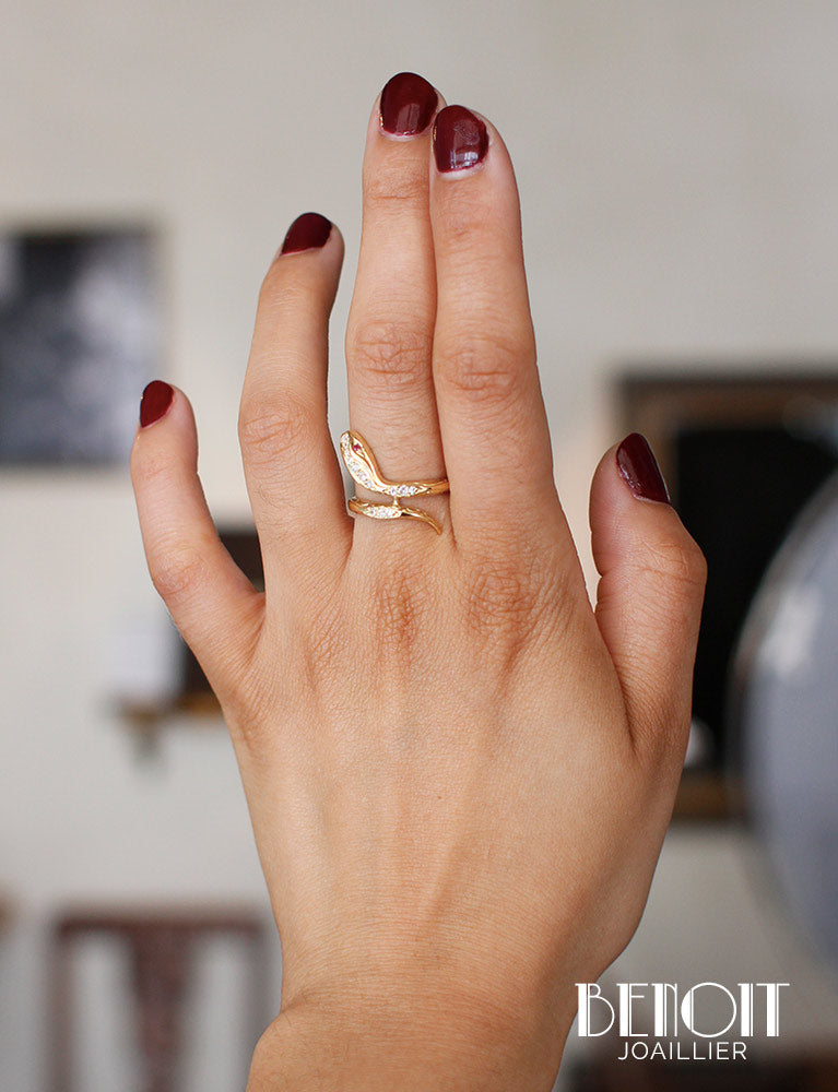 Bague Serpent Or Jaune Diamants