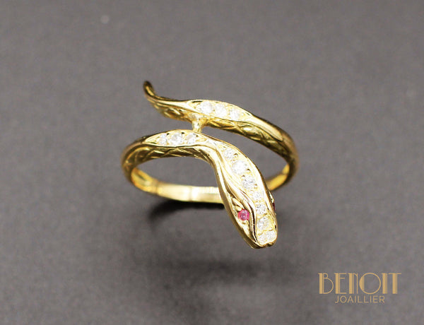 Bague Serpent Or Jaune Diamants
