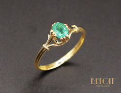 Bague Emeraude Or Jaune 1950