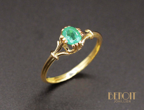 Bague Emeraude Or Jaune 1950