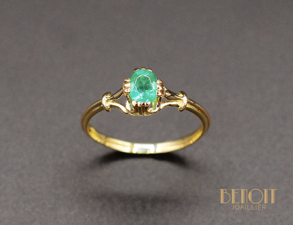Bague Emeraude Or Jaune 1950