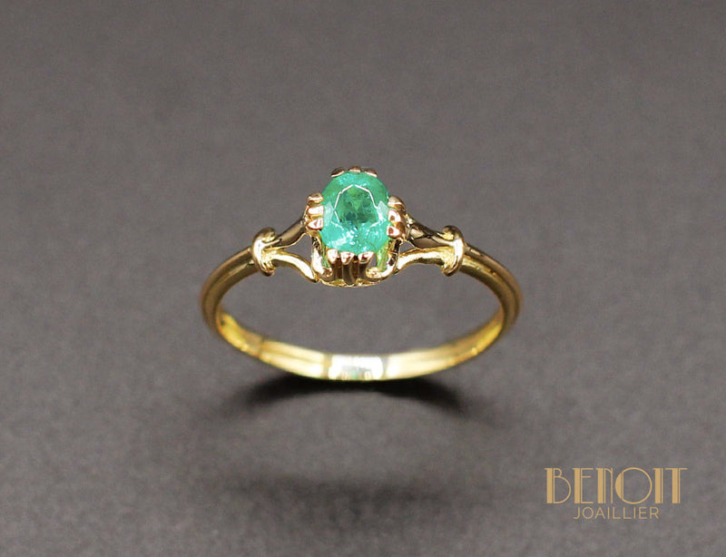 Bague Emeraude Or Jaune 1950