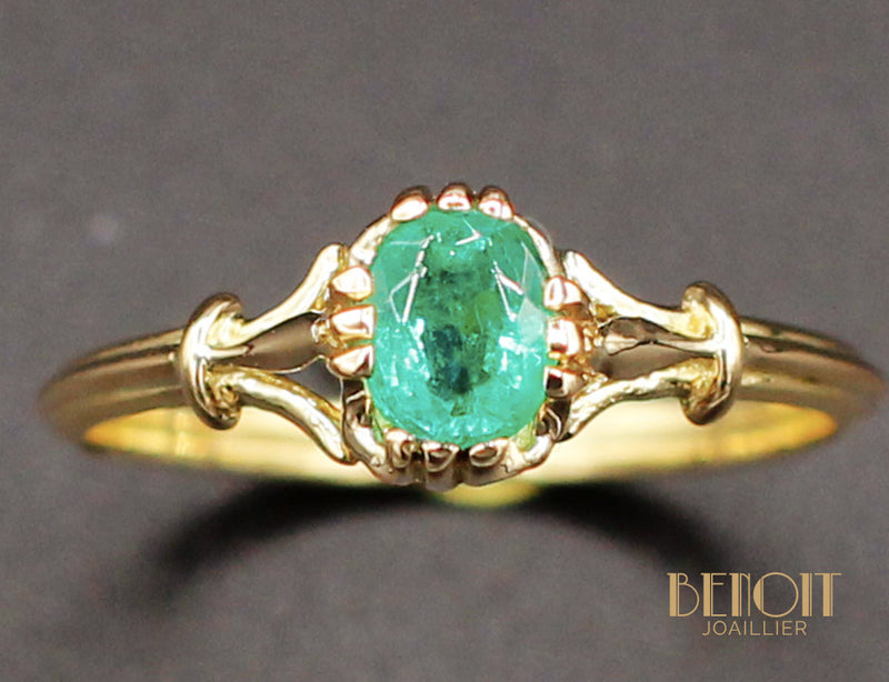 Bague Emeraude Or Jaune 1950
