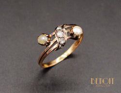 Bague XIXe Perles Diamants
