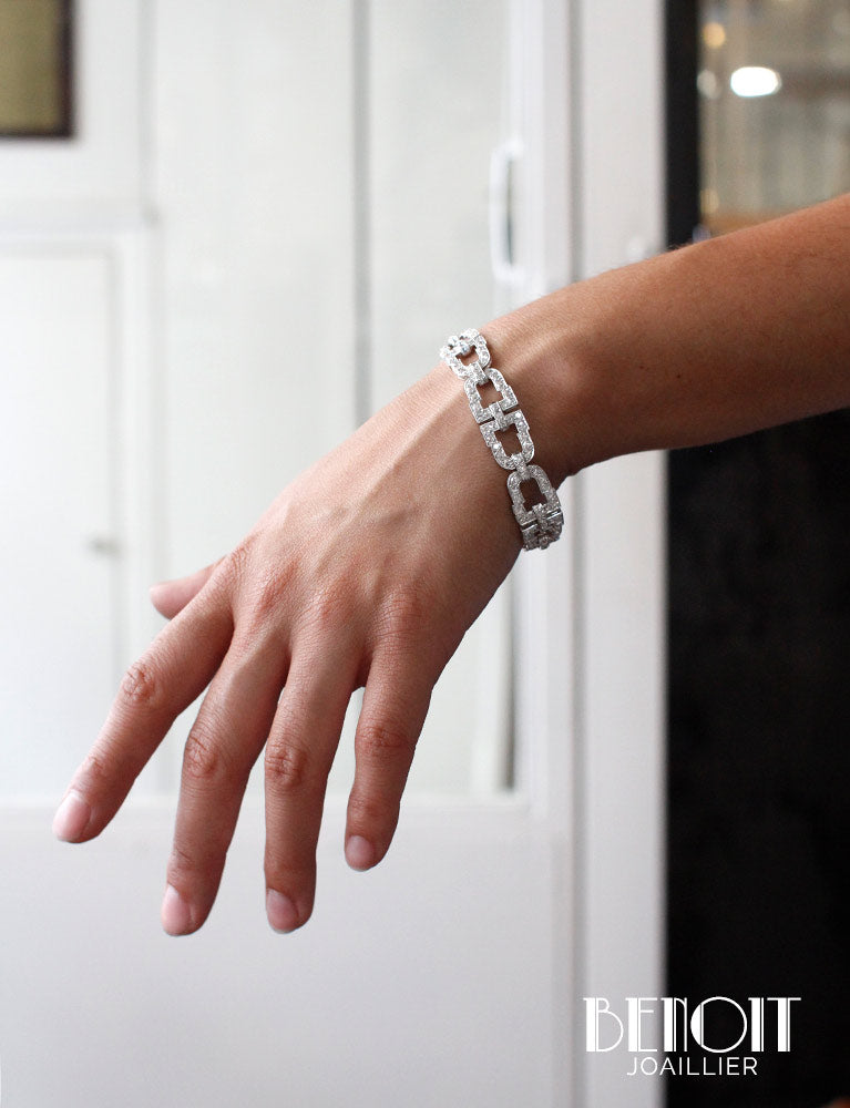 Bracelet Art Déco Platine Diamants