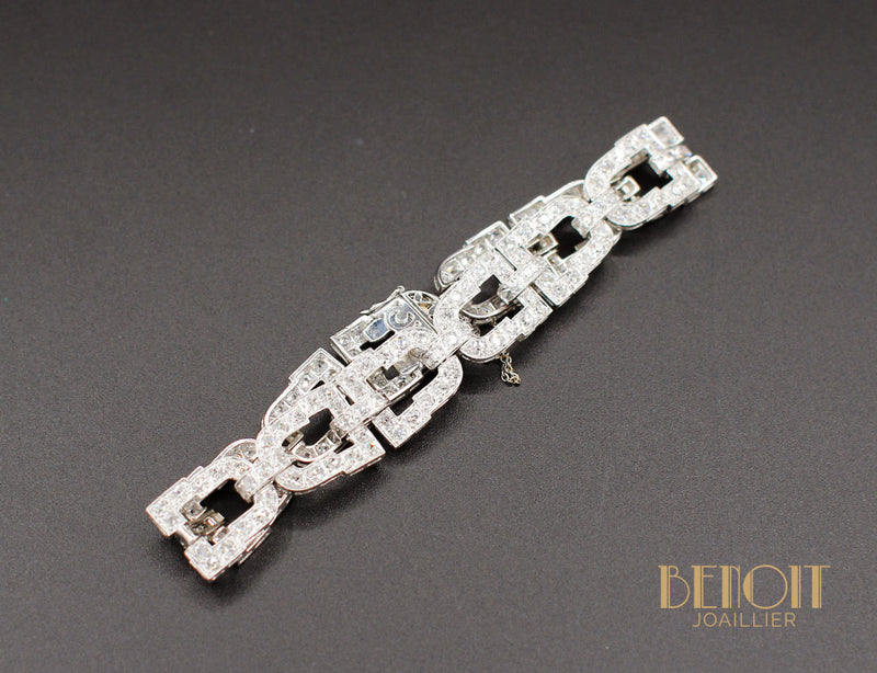 Bracelet Art Déco Platine Diamants