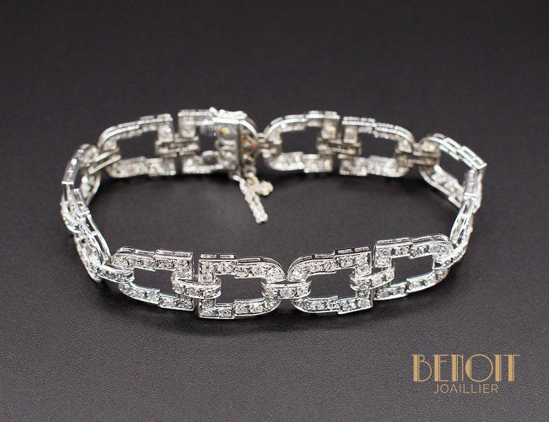 Bracelet Art Déco Platine Diamants