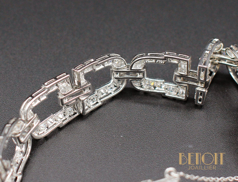 Bracelet Art Déco Platine Diamants