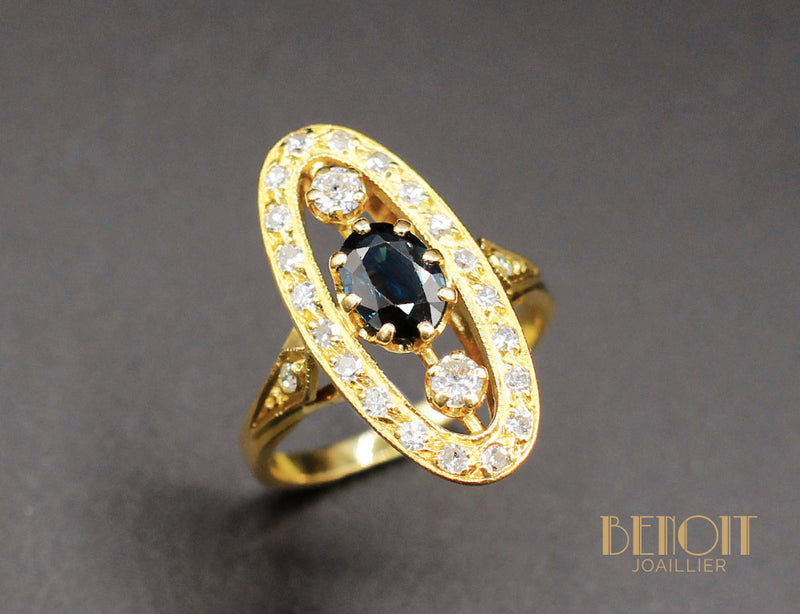 Bague Marquise Saphir Diamants