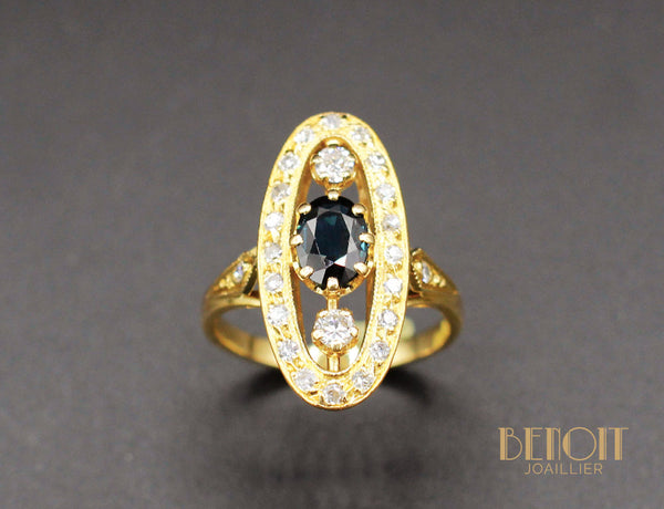 Bague Marquise Saphir Diamants