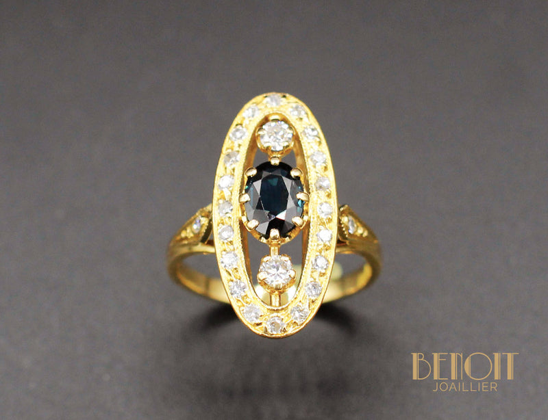 Bague Marquise Saphir Diamants