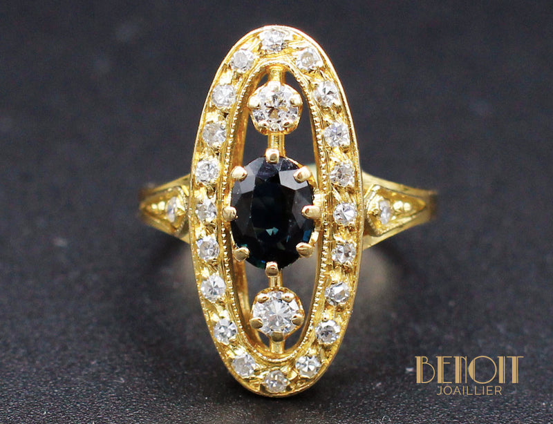 Bague Marquise Saphir Diamants
