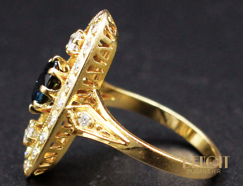 Bague Marquise Saphir Diamants