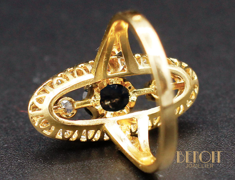 Bague Marquise Saphir Diamants