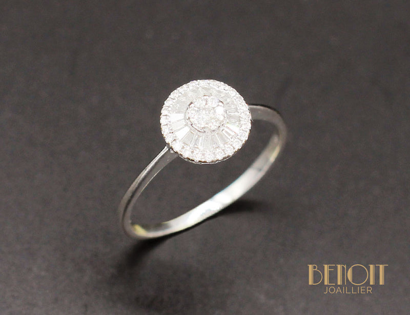 Bague Diamants Ronds et Baguettes