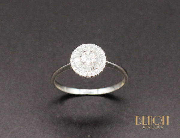 Bague Diamants Ronds et Baguettes