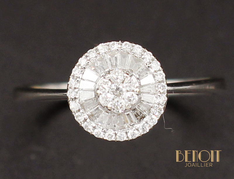 Bague Diamants Ronds et Baguettes