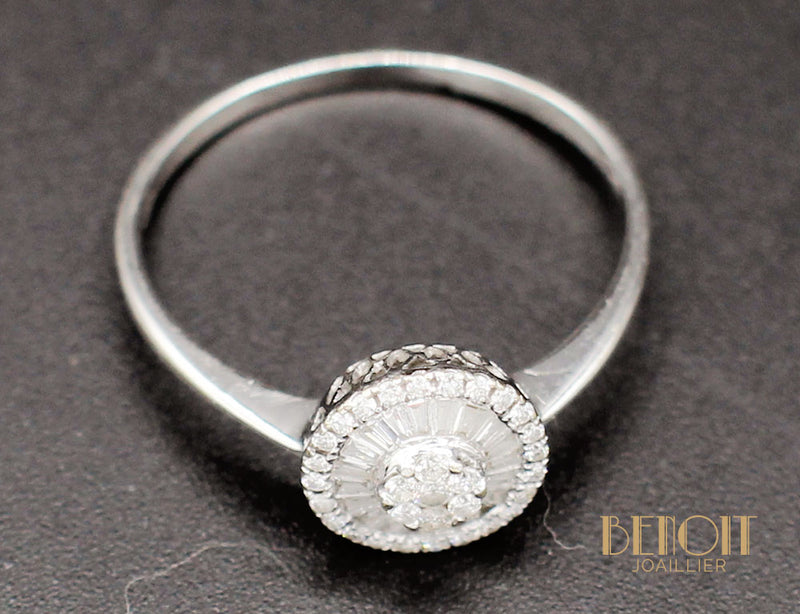 Bague Diamants Ronds et Baguettes