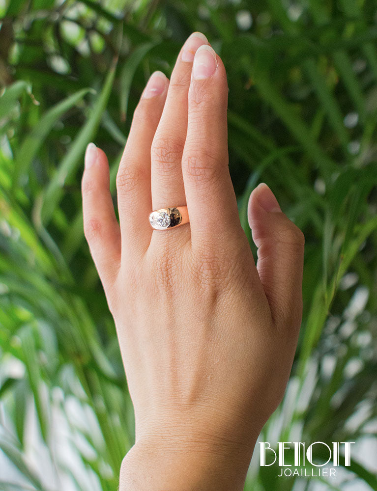 Bague Jonc Or Rose Diamant