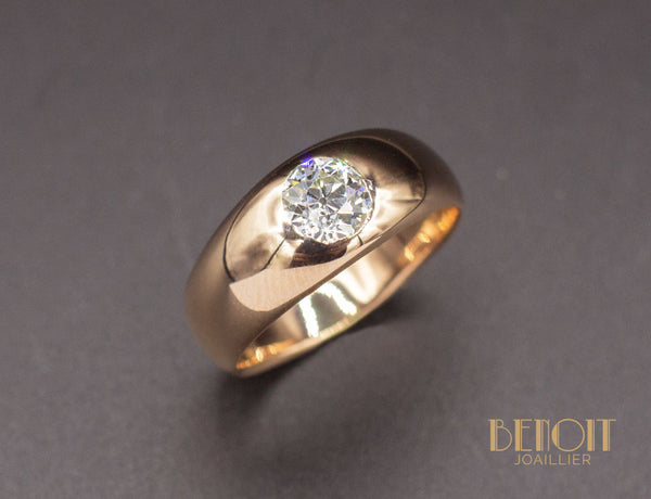 Bague Jonc Or Rose Diamant