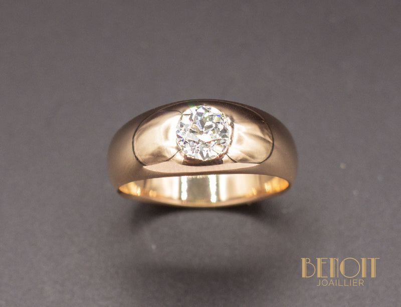 Bague Jonc Or Rose Diamant