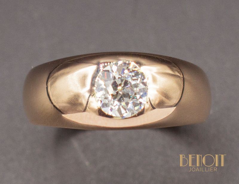 Bague Jonc Or Rose Diamant