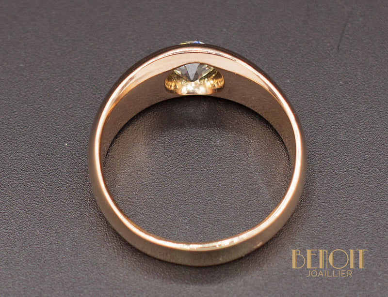 Bague Jonc Or Rose Diamant