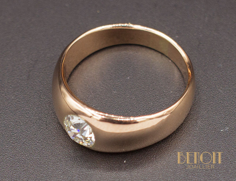 Bague Jonc Or Rose Diamant