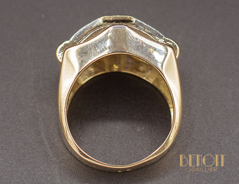 Bague Tank Or Jaune Saphirs et Diamants